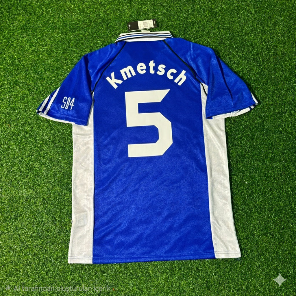 1999/00 Sven Kmetsch FC Schalke 04 Blaues Heimtrikot Retro Fußballtrikot Jersey – Back View