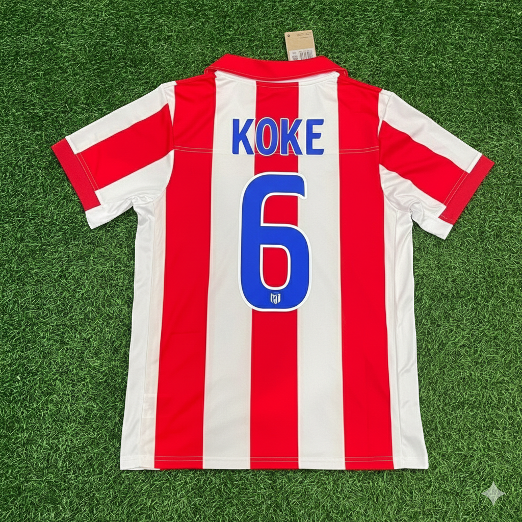 Koke Atletico de Madrid Retro Football Jersey Shirt – Back View