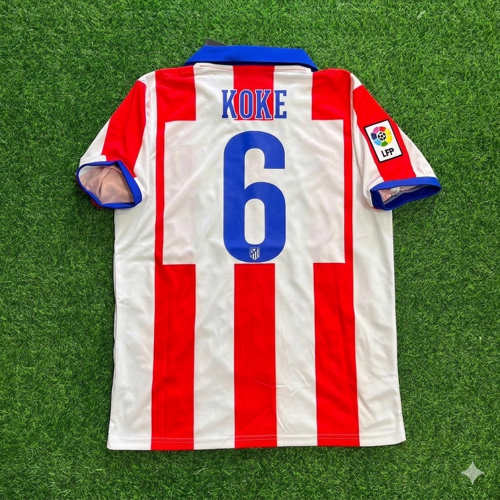 Atlético Madrid Home 2014/15 Retro Kit Jersey – Koke 6 – Back View