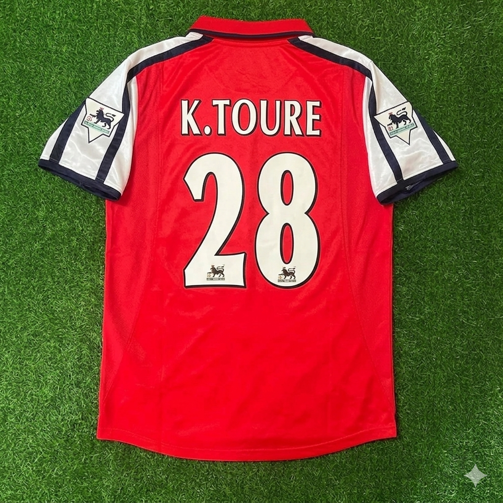 Arsenal 1999/02 Red White Retro Jersey – Kolo Touré #28 – Back View