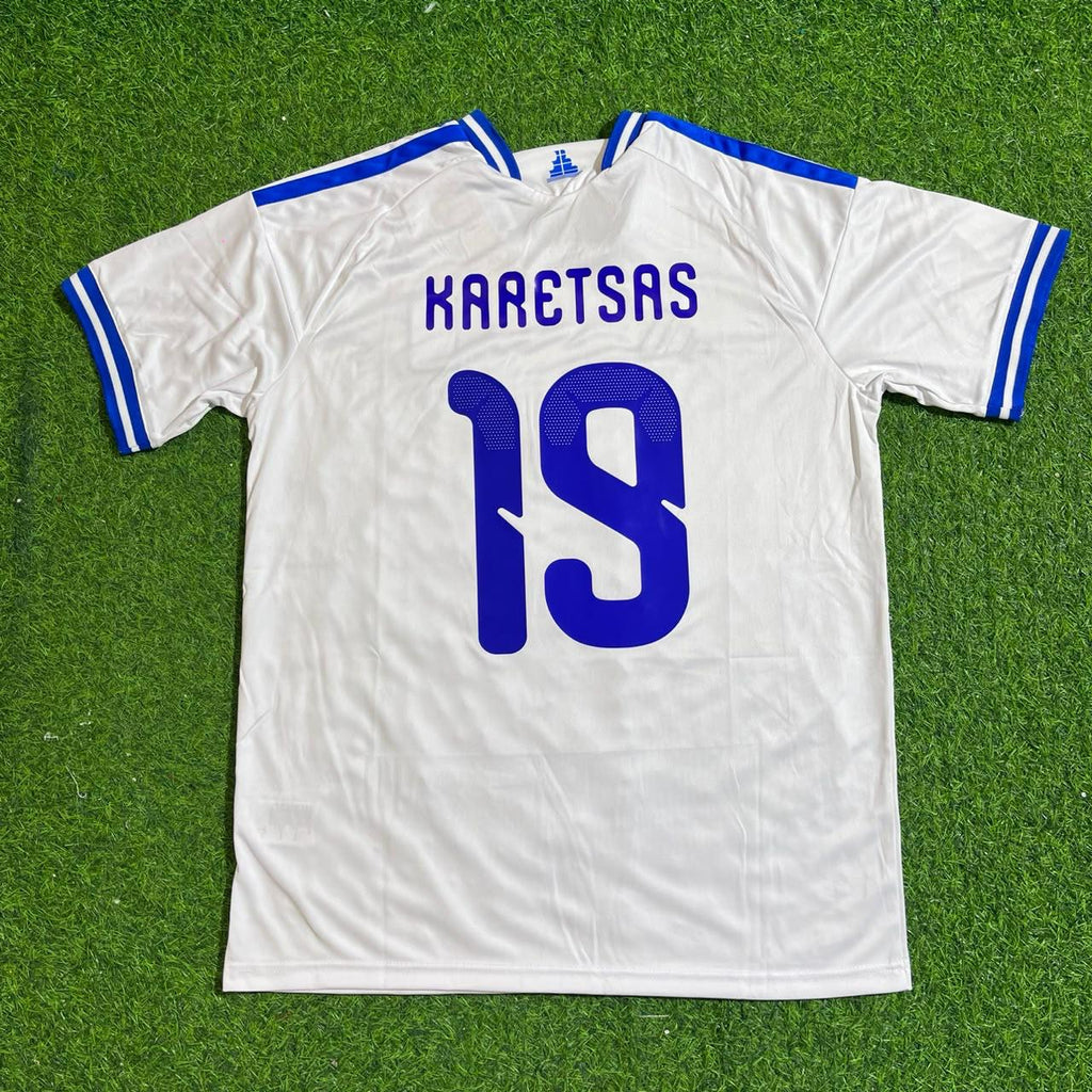 Konstantinos Karetsas Greece 2026 White Football Jersey – Back View