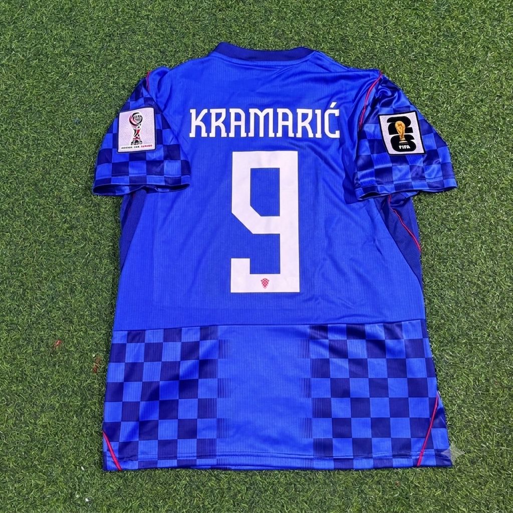 Andrej Kramaric Croatia 2026 World Cup Away Blue Football Jersey – Back View