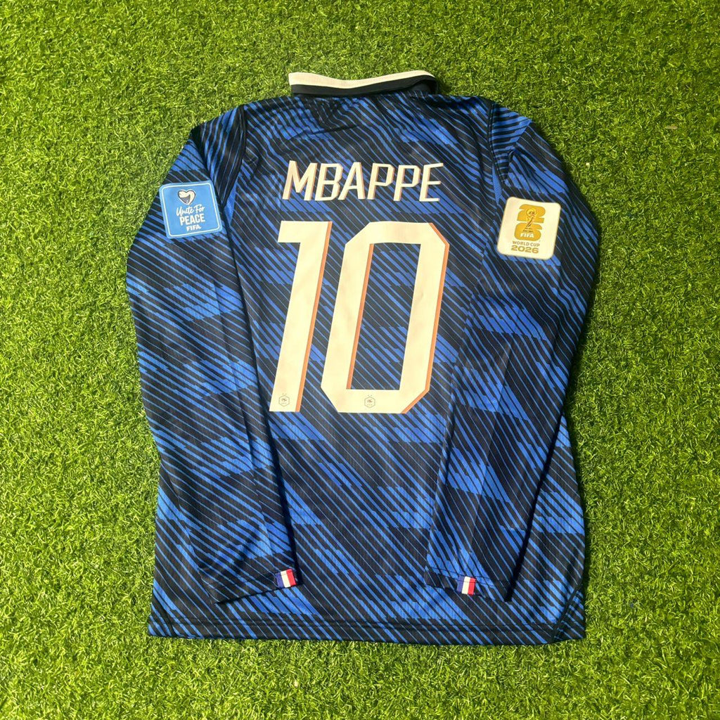 Kylian Mbappé #10 France 2026 World Cup Home Long Sleeve Football Jersey – Back View