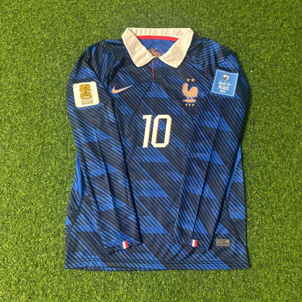 Kylian Mbappé #10 France 2026 World Cup Home Long Sleeve Football Jersey – Front View
