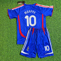 Kylian Mbappé #10 France World Cup Kids Blue Retro Football Jersey – Back View
