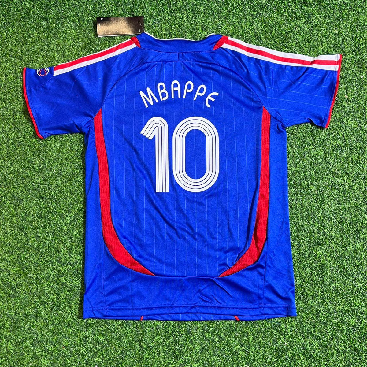 Kylian Mbappé #10 France World Cup Kids Blue Retro Football Jersey – Detailed View