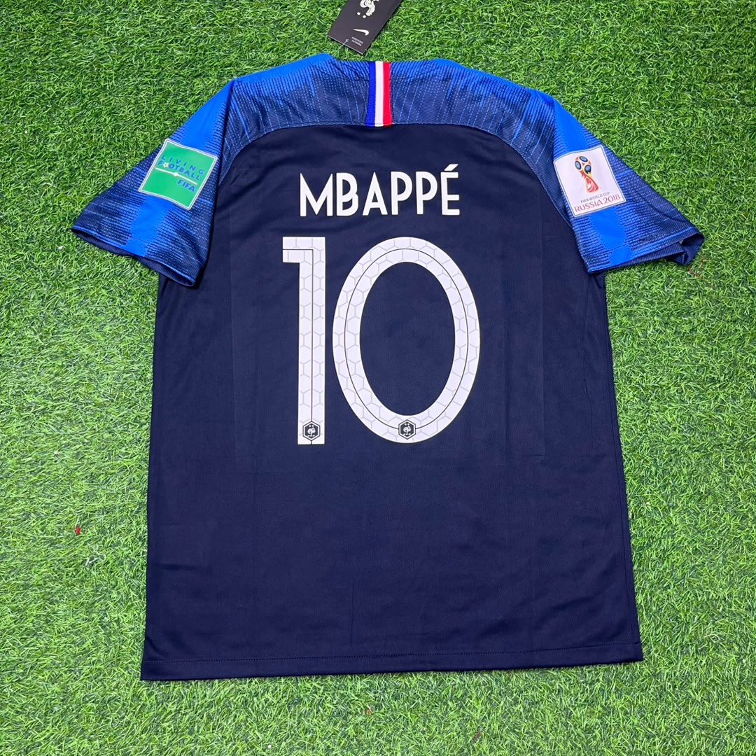 Kylian Mbappe France 2018 World Cup Final Retro Jersey – Back View