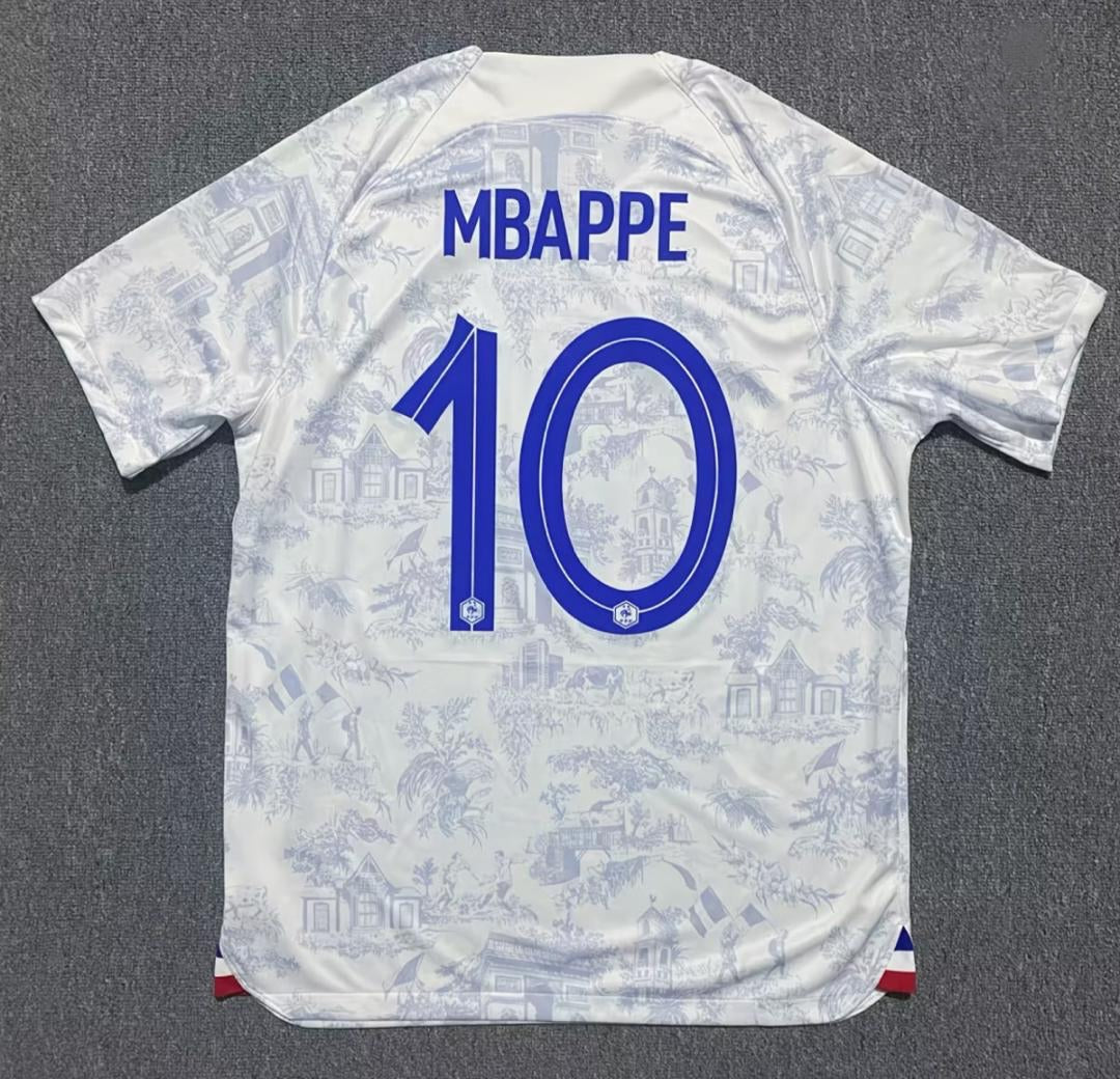 Kylian Mbappe #10 France 2022 World Cup Away Retro Jersey – Back View