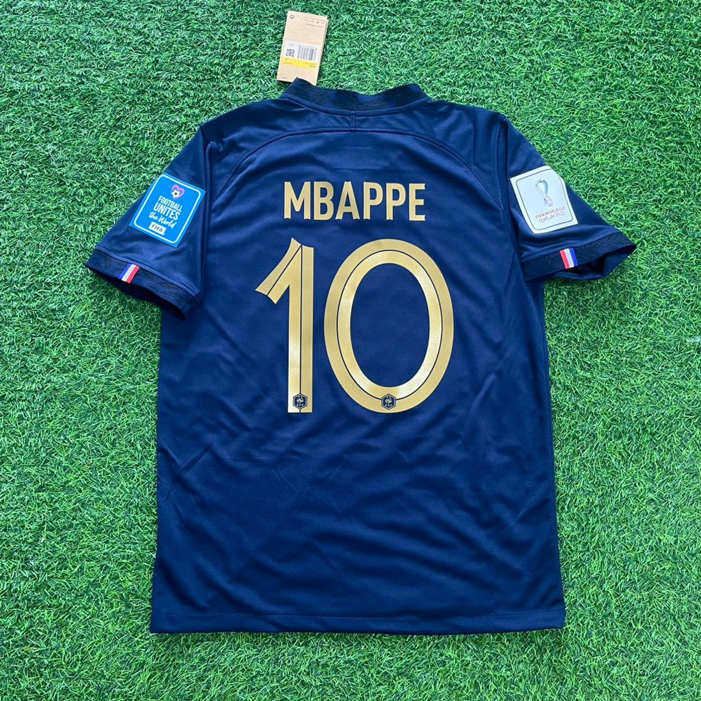 Kylian Mbappe France 2022 World Cup Final Retro Jersey – Detailed View