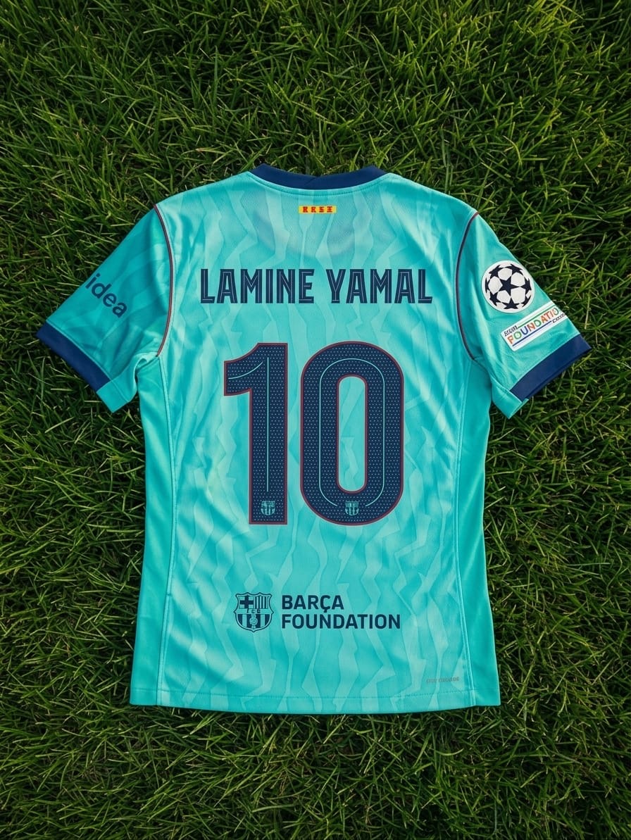 Lamine Yamal #10 Barcelona 2026/2027 New Season Third Champions League Patch Football Jersey – Back View