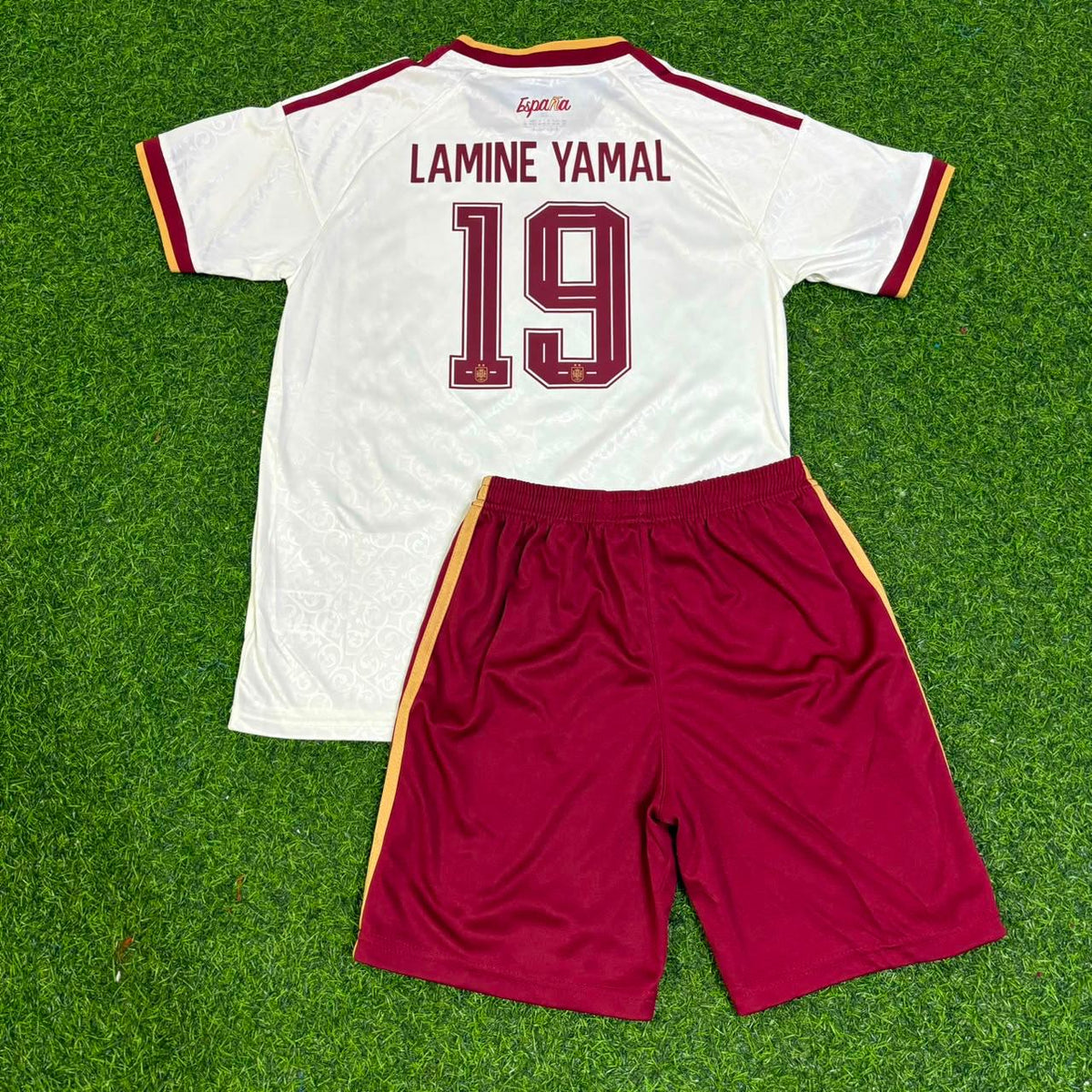 Lamine Yamal #19 Spain Two Star 2026 World Cup Champions Kids Away Jersey – Back View