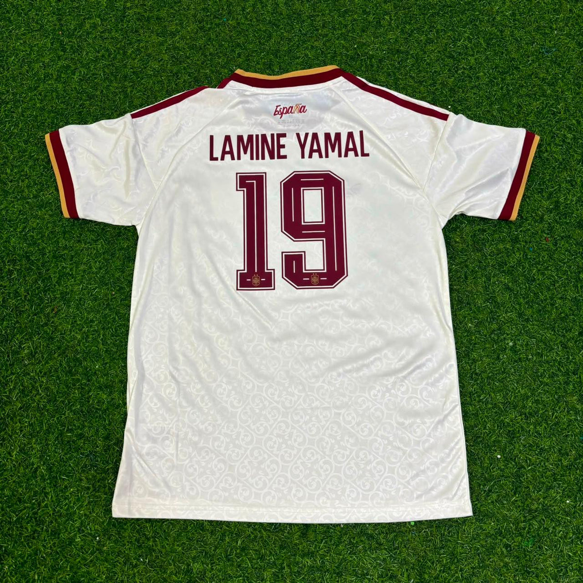 Lamine Yamal #19 Spain Two Star 2026 World Cup Champions Kids Away Jersey – Detailed View