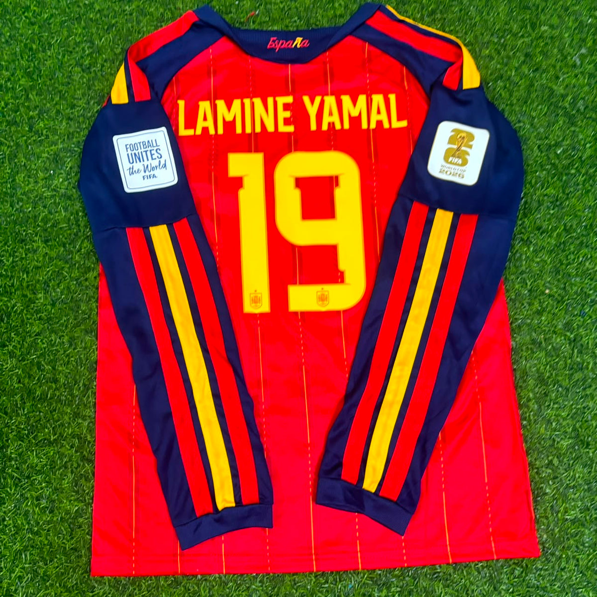 Spain 2026 World Cup Home Long Sleeve Football Jersey – Lamine Yamal – Back View