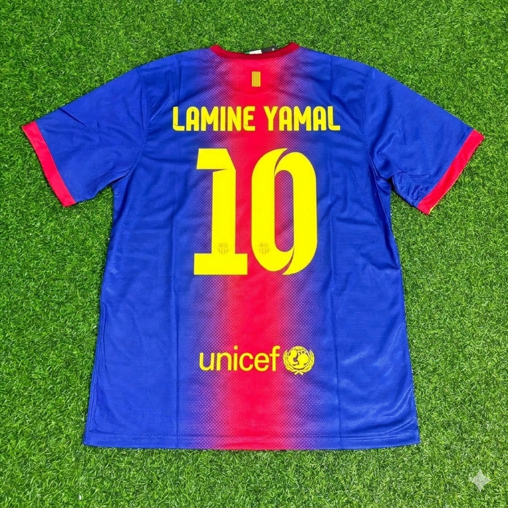 Barcelona Retro Home Football Jersey – Lamine Yamal – Back View