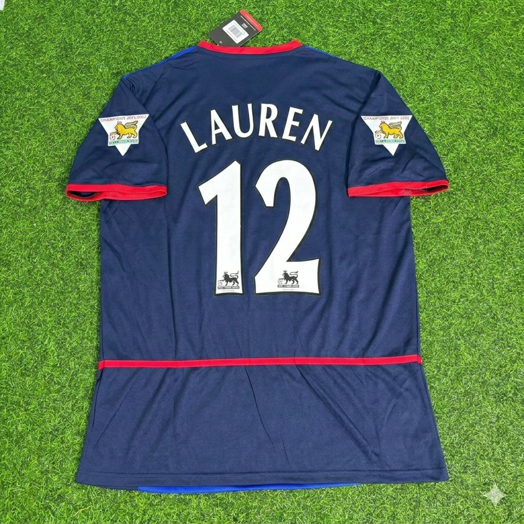 2002/04 Lauren Etame Mayer 12- Arsenal Black Blue o2 Retro Football Jersey – Back View
