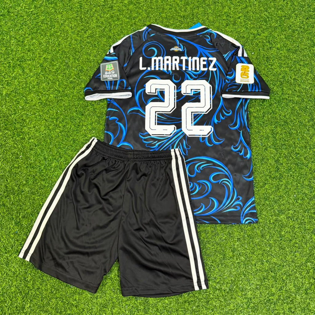 Lautaro Martinez Argentina 2026 World Cup Away Kids Football Jersey – Back View