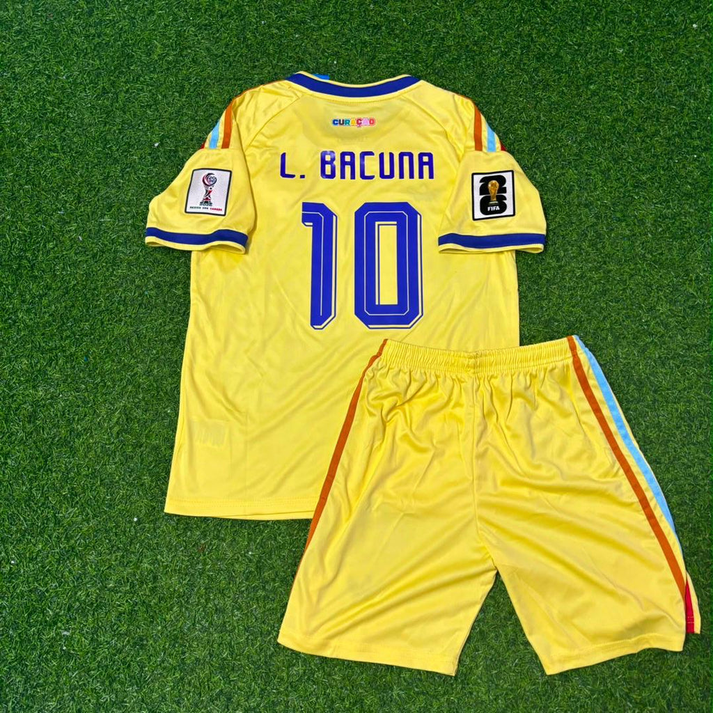2026 Leandro Bacuna Curaçao World Cup Kids Football Jersey – Back View