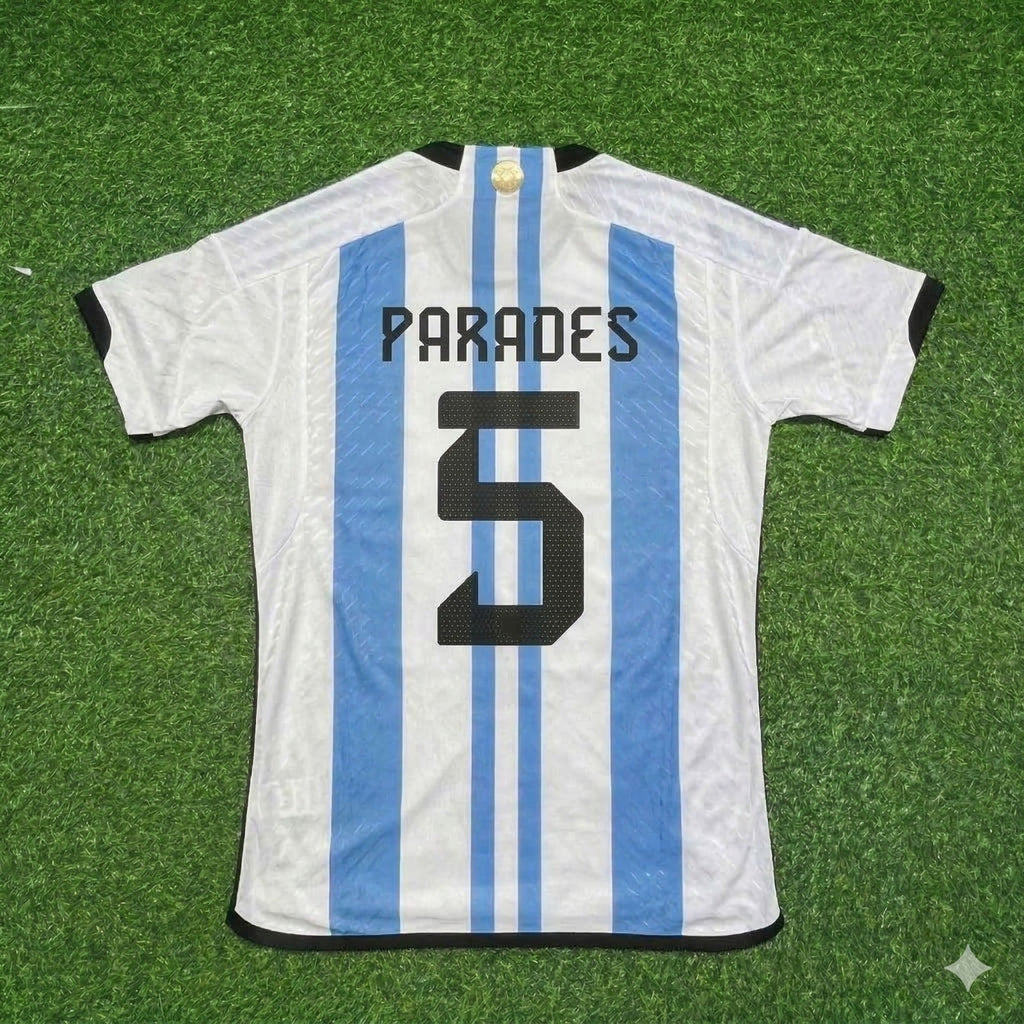 Argentina 2022 Qatar World Cup Champion Home Jersey – Leandro Paredes 5- – Back View