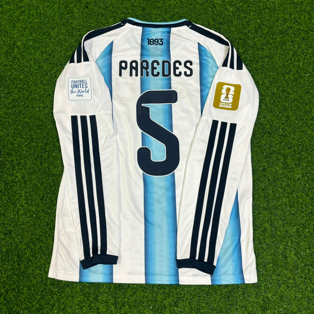 Argentina 2026 World Cup Long Sleeve Football Jersey – Leandro Paredes #5 – Back View
