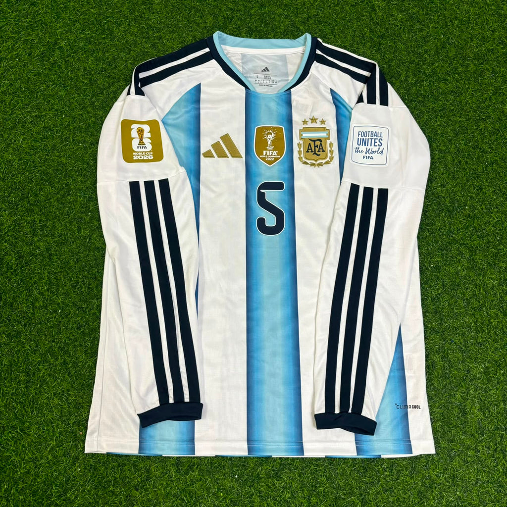 Argentina 2026 World Cup Long Sleeve Football Jersey – Leandro Paredes #5 – Front View