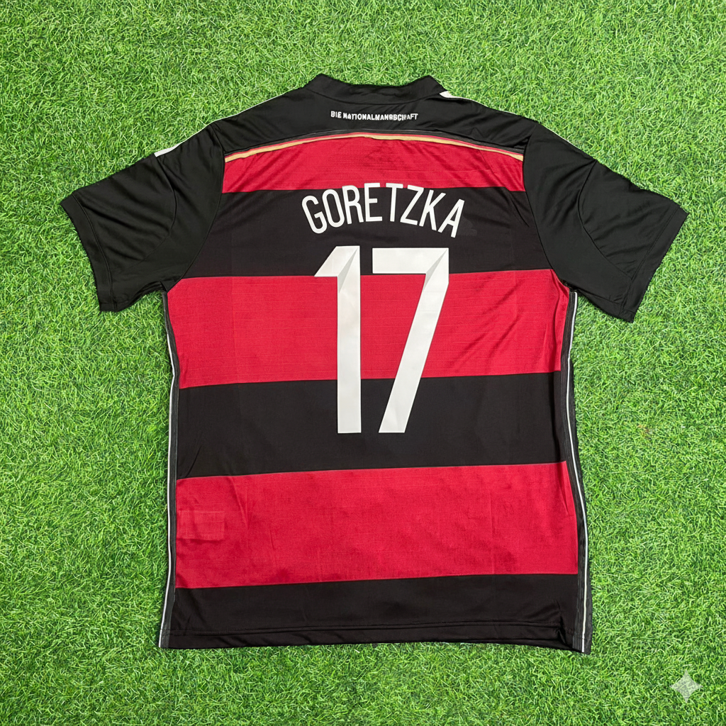 Leon Goretzka Germany Deutschland 2014 World Cup Brazil Black Red Retro Jersey – Back View