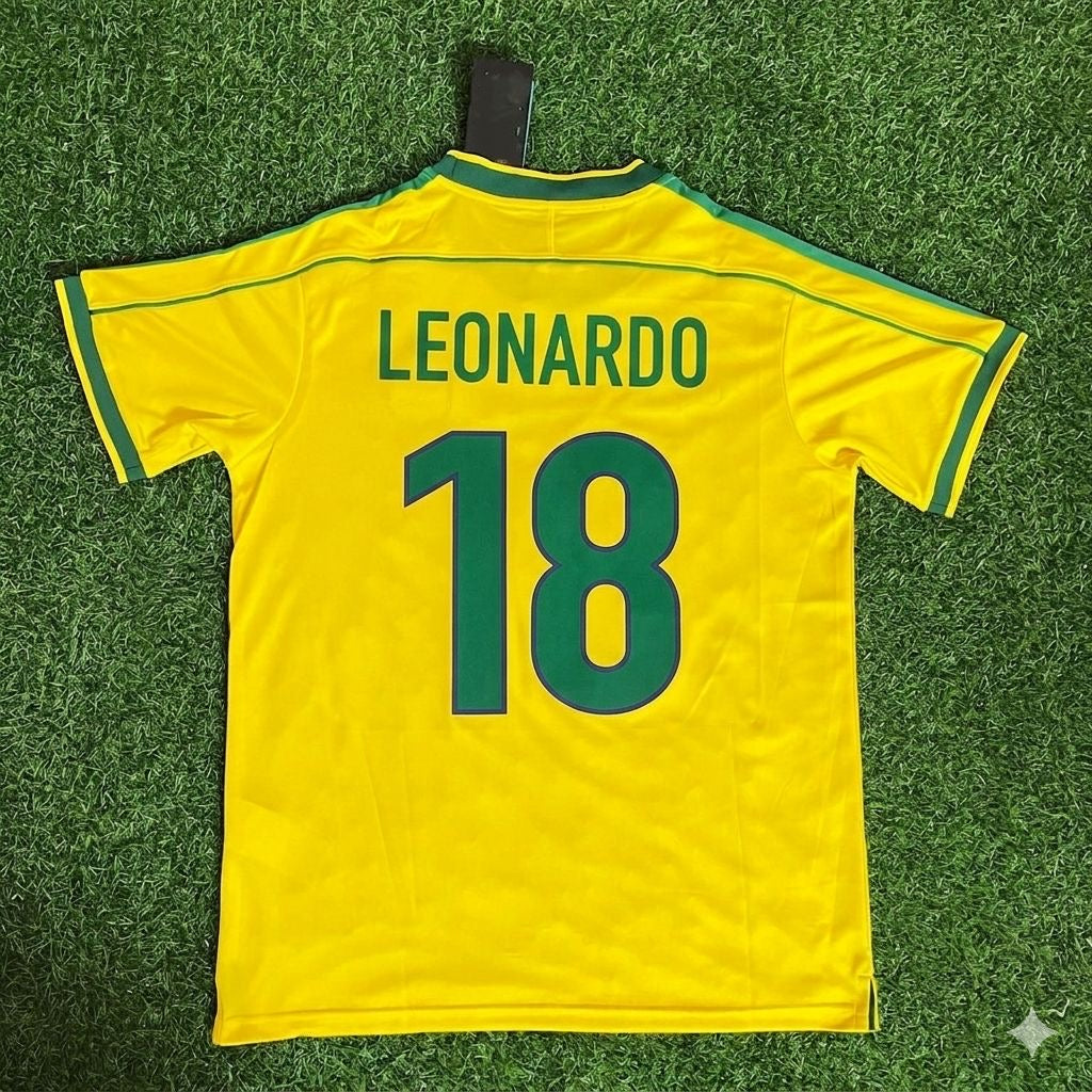 Brazil 1998 World Cup Retro Jersey – Leonardo Araújo #18 – Back View