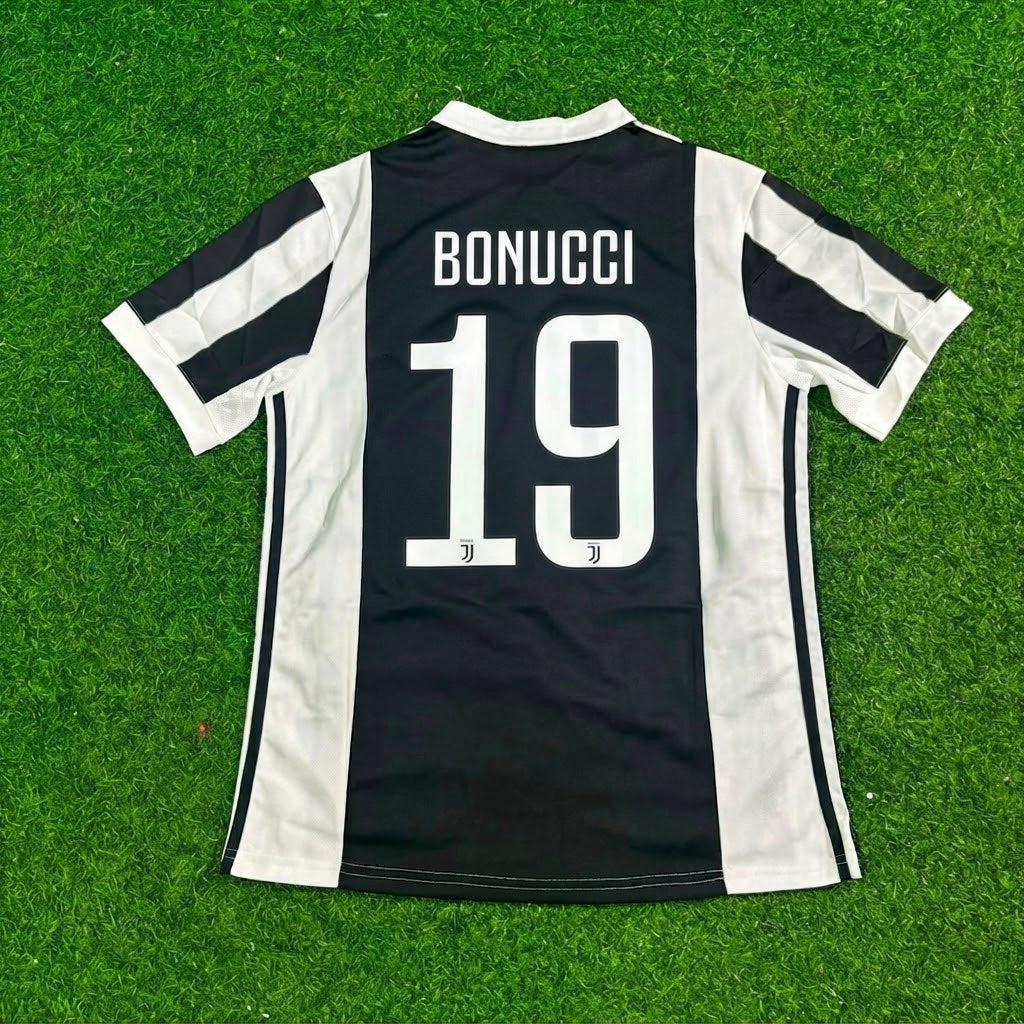 Leonardo Bonucci #19 Juventus 2017-2018 Retro Football Jersey – Back View
