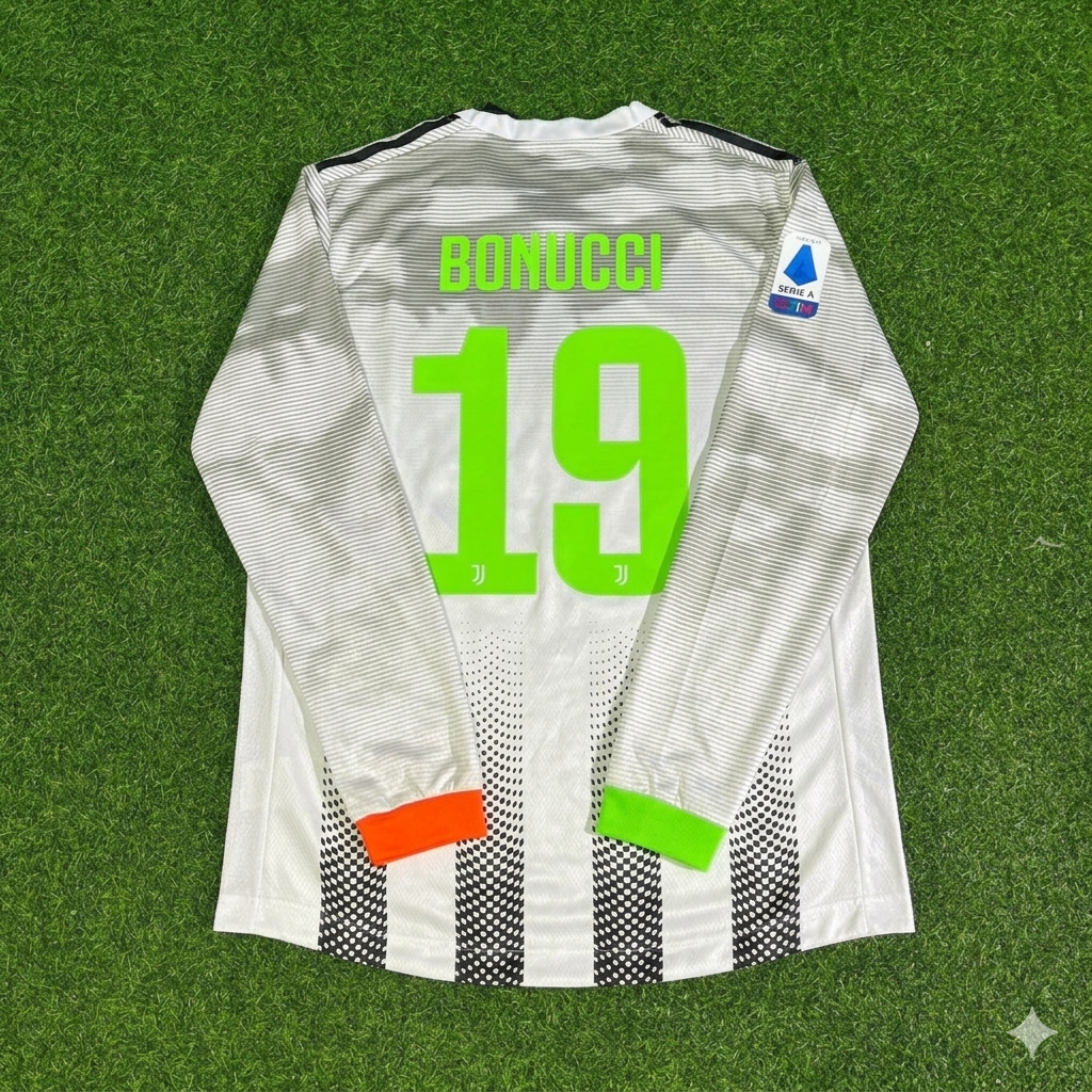 Leonardo Bonucci #19 Juventus 2019-2020 Long Sleeve Retro Football Jersey – Back View