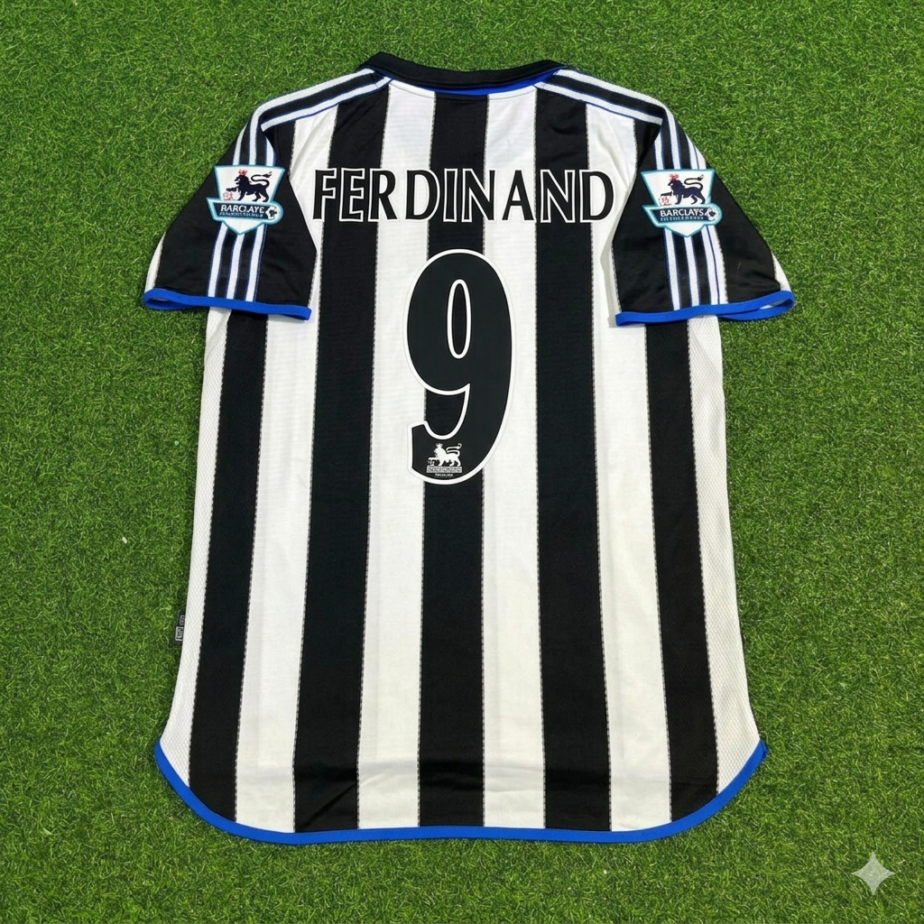 Les Ferdinand #9 Newcastle United Retro Football Jersey – Back View