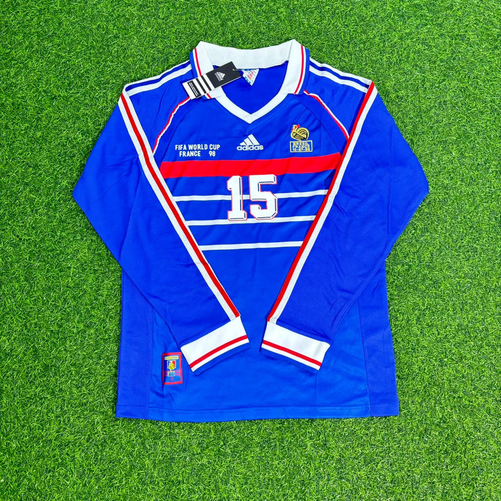 1998 France World Cup Lilian Thuram Retro Long Sleeve Football Jersey – Front View