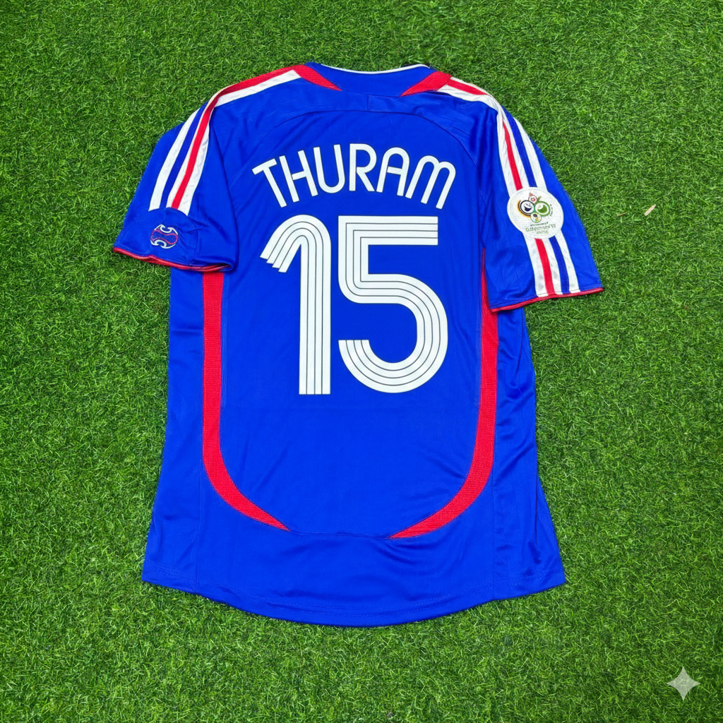 2006 France World Cup Lilian Thuram Blue Retro Kit – Back View