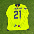 Lilian Thuram Barcelona 2005-2006 Yellow Green Retro Long Sleeve Football Jersey – Back View