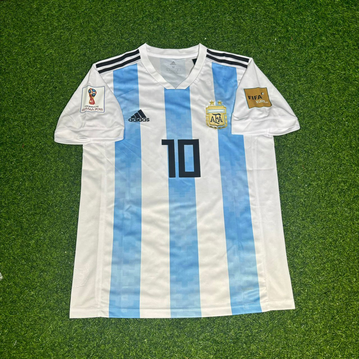 2018 Argentina World Cup Lionel Messi #10 Home Retro Football Jersey – Front View
