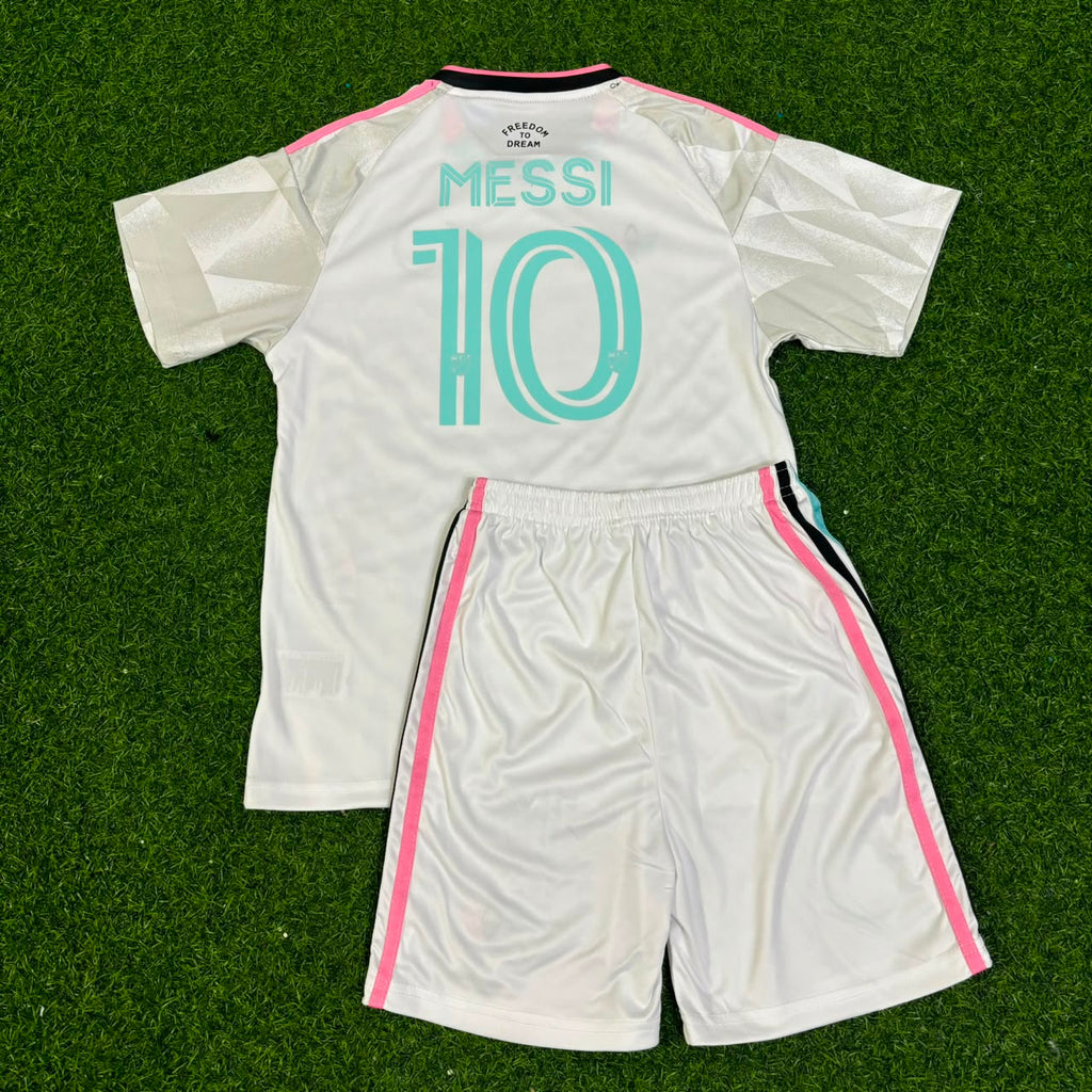 Lionel Messi New Season White Kids Jersey – Back View