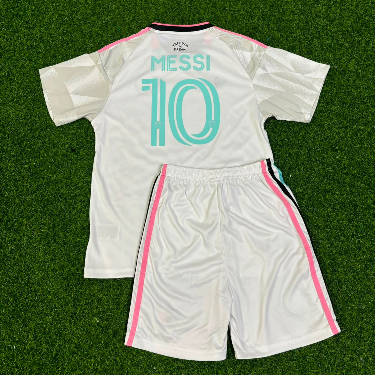 Lionel Messi New Season White Kids Jersey – Back View