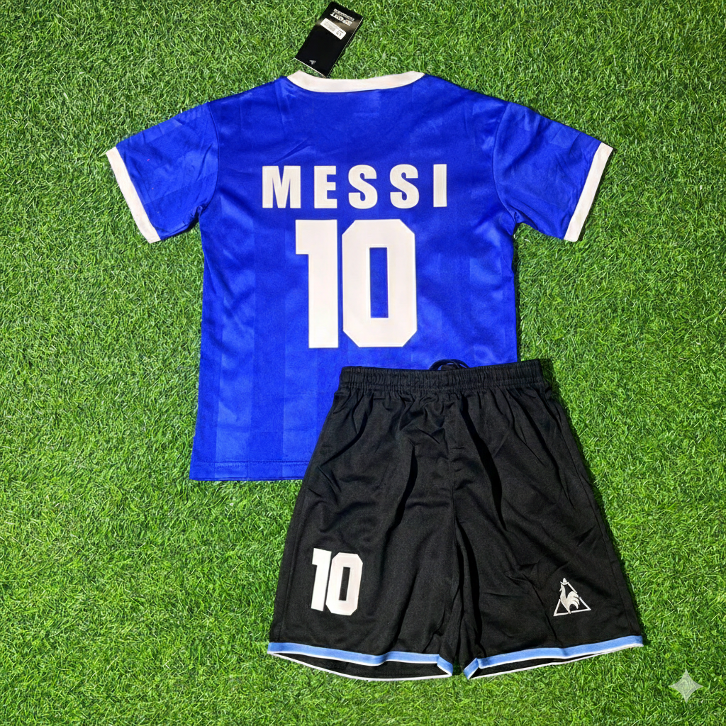 Argentina Blue Kids Retro Football Jersey – Lionel Messi 10- – Back View