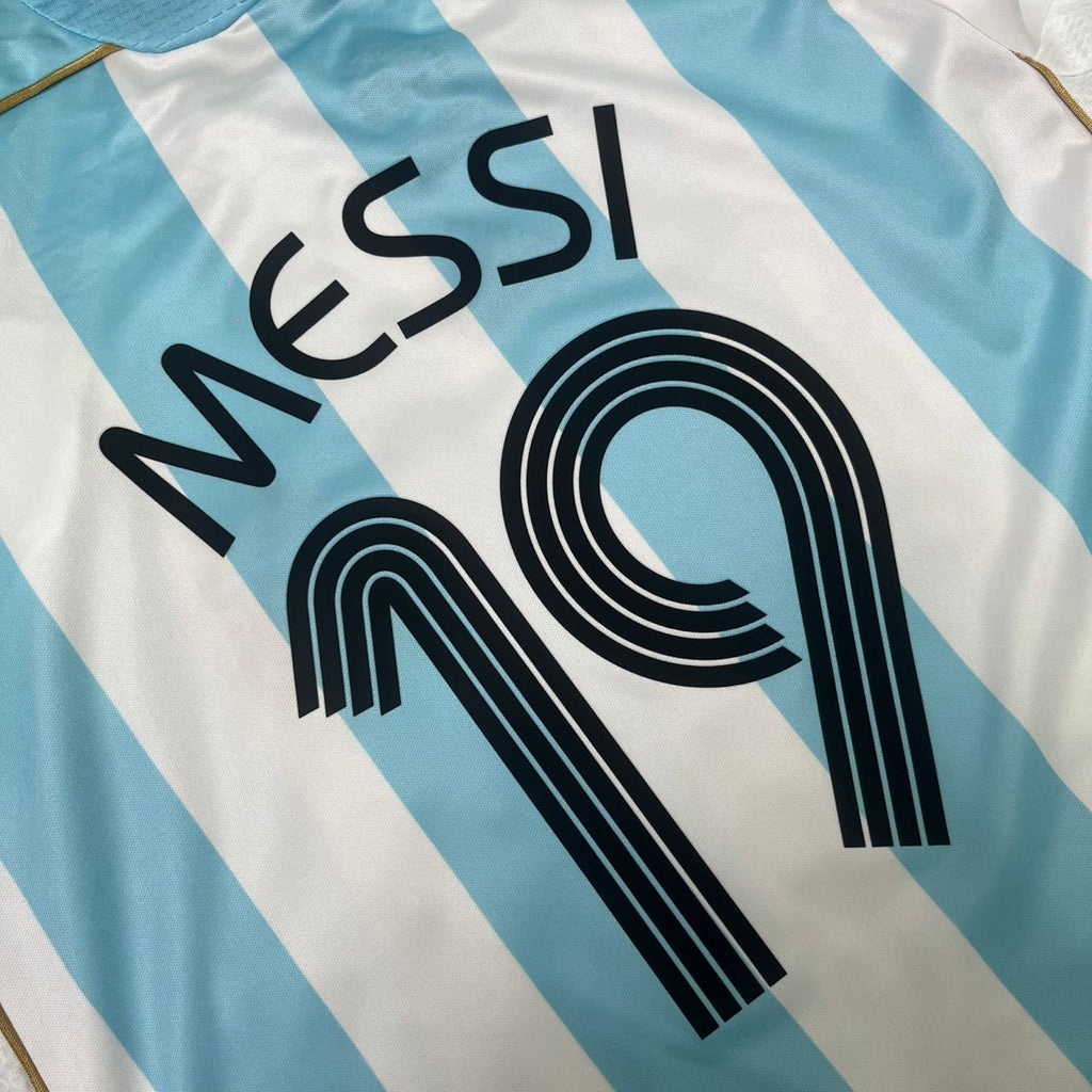 2006 Argentina World Cup Lionel Messi Kids Retro Football Jersey – Detailed View