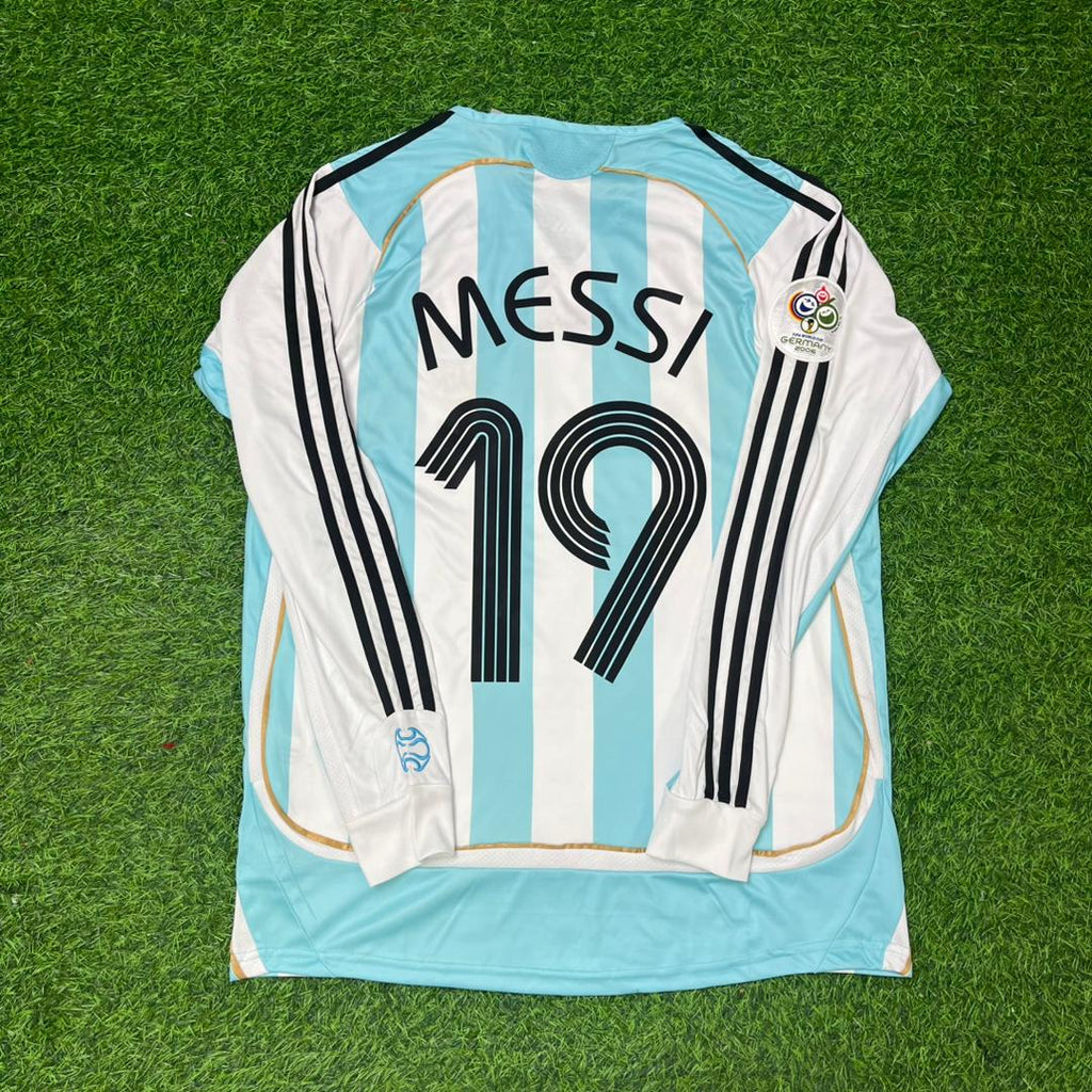 Lionel Messi Argentina 2006 World Cup Retro Long Sleeve Football Jersey – Back View