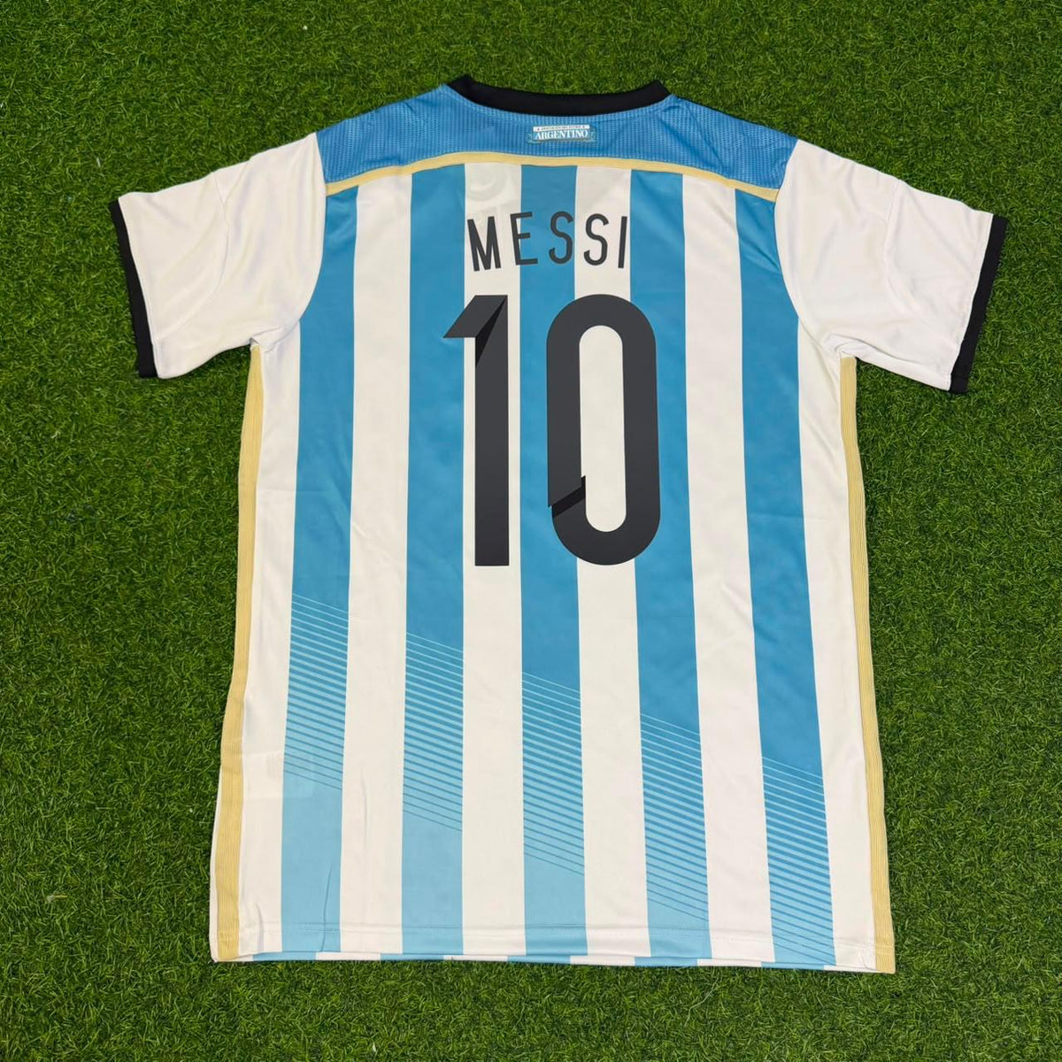 Lionel Messi Argentina 2014 World Cup Home Retro Jersey – Back View