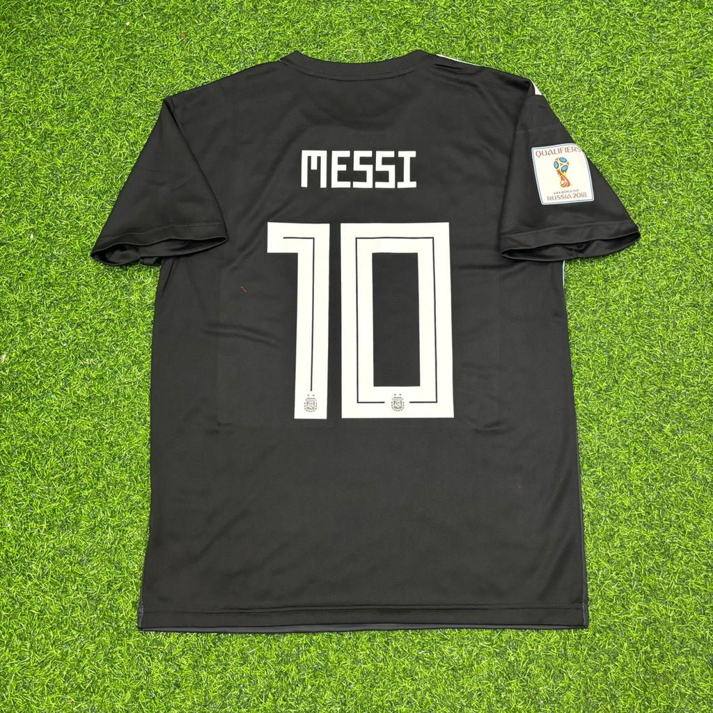Lionel Messi Argentina 2018 World Cup Black Retro Football Jersey – Back View