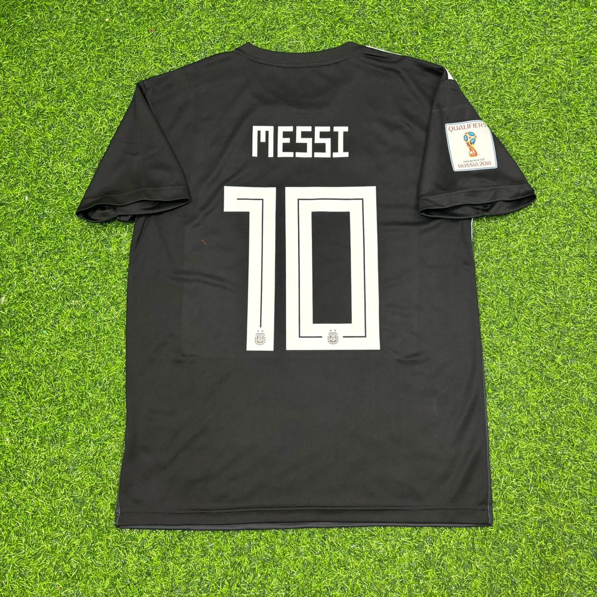 Lionel Messi Argentina 2018 World Cup Black Retro Football Jersey – Back View