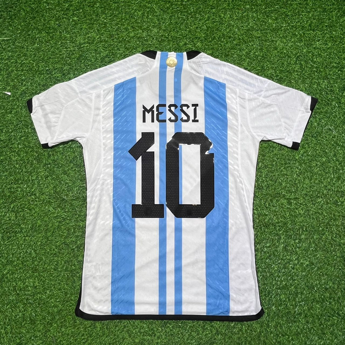 Lionel Messi 10- Argentina 2022 Qatar World Cup Champion Home Jersey – Back View