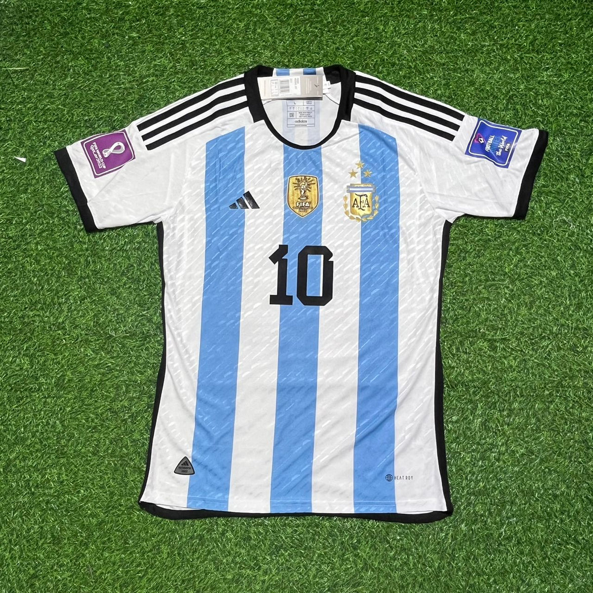 Lionel Messi 10- Argentina 2022 Qatar World Cup Champion Home Jersey – Front View