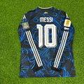 Lionel Messi Argentina 2026 World Cup Away Legacy Patch Long Sleeve Football Jersey – Back View