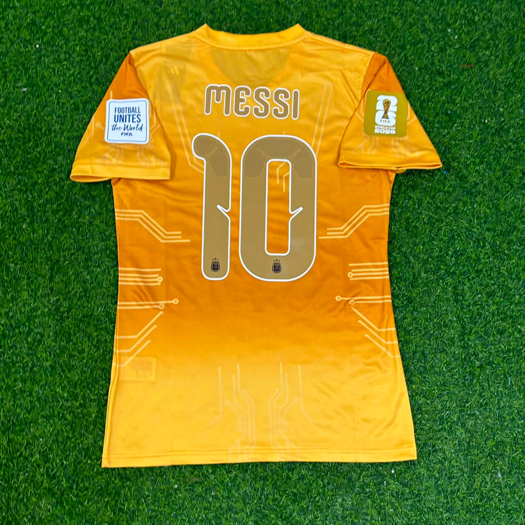 Lionel Messi Argentina 2026 World Cup Golden Special Edition Football Jersey – Back View