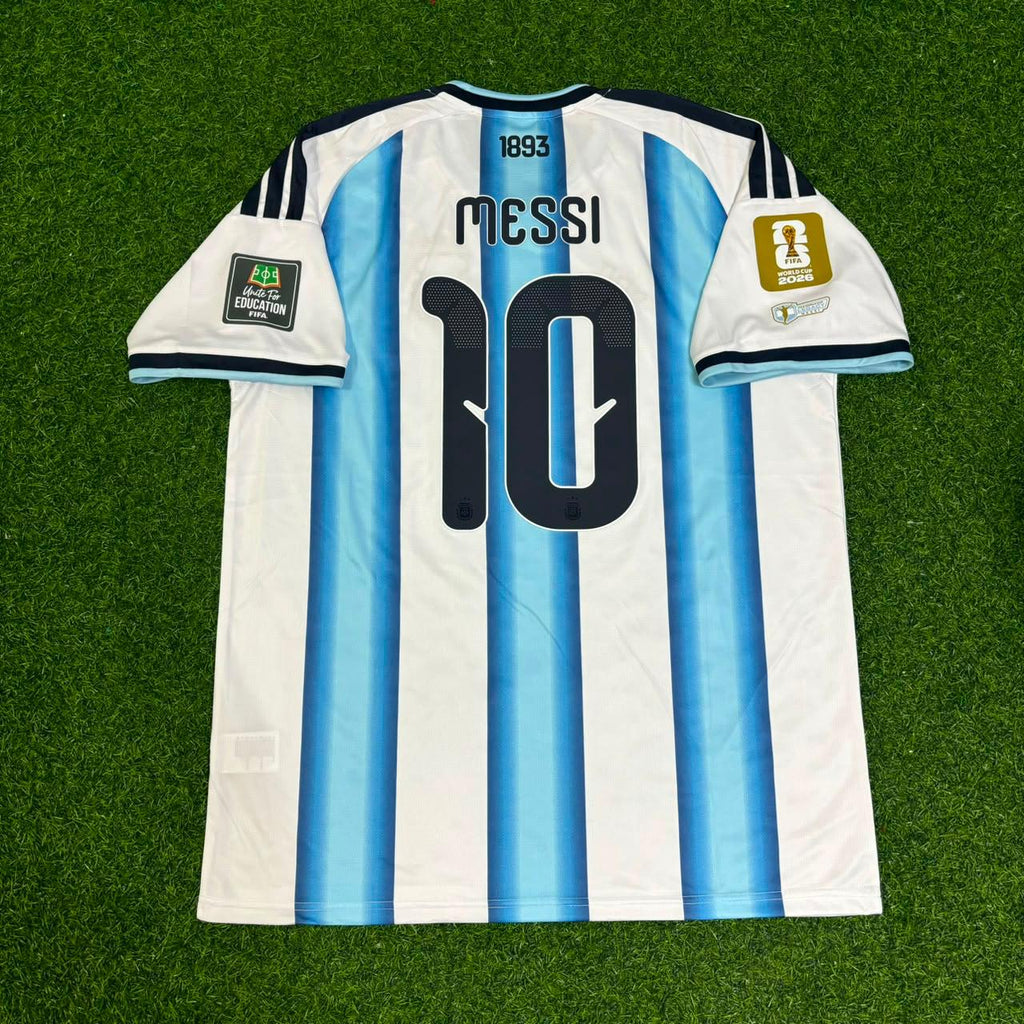 2026 Argentina World Cup Lionel Messi Home Legacy Patch Football Jersey – Back View