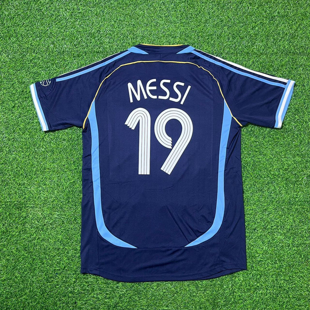 Argentina 2006 World Cup Dark Blue Home Retro Football Jersey – Lionel Messi – Back View