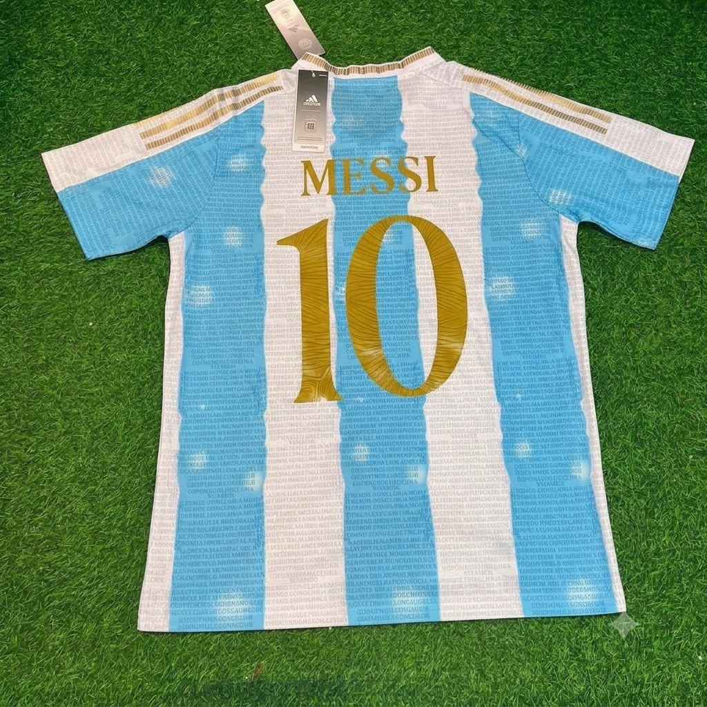 Lionel Messi Argentina Commerative Anniversary Football Jersey – Back View