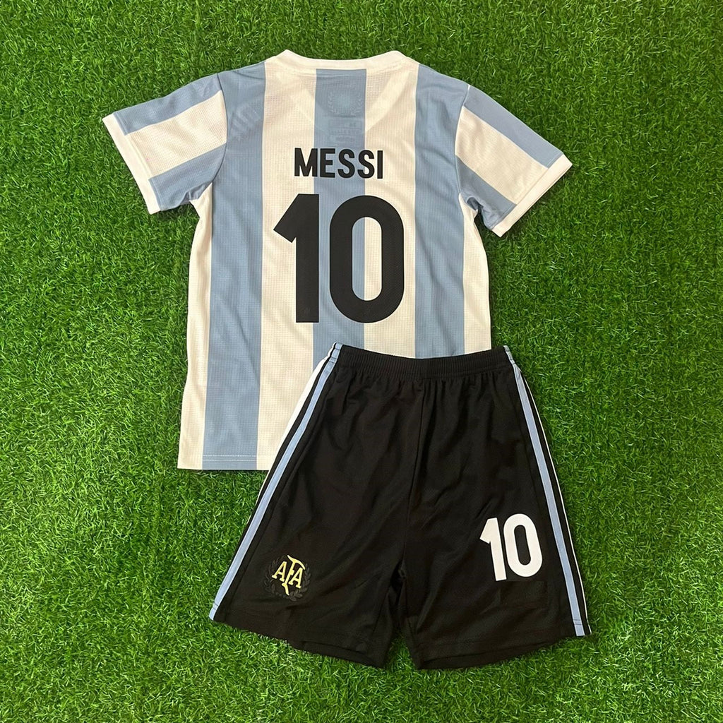 Lionel Messi Argentina Retro Kids Children Set Retro Football Jersey – Back View