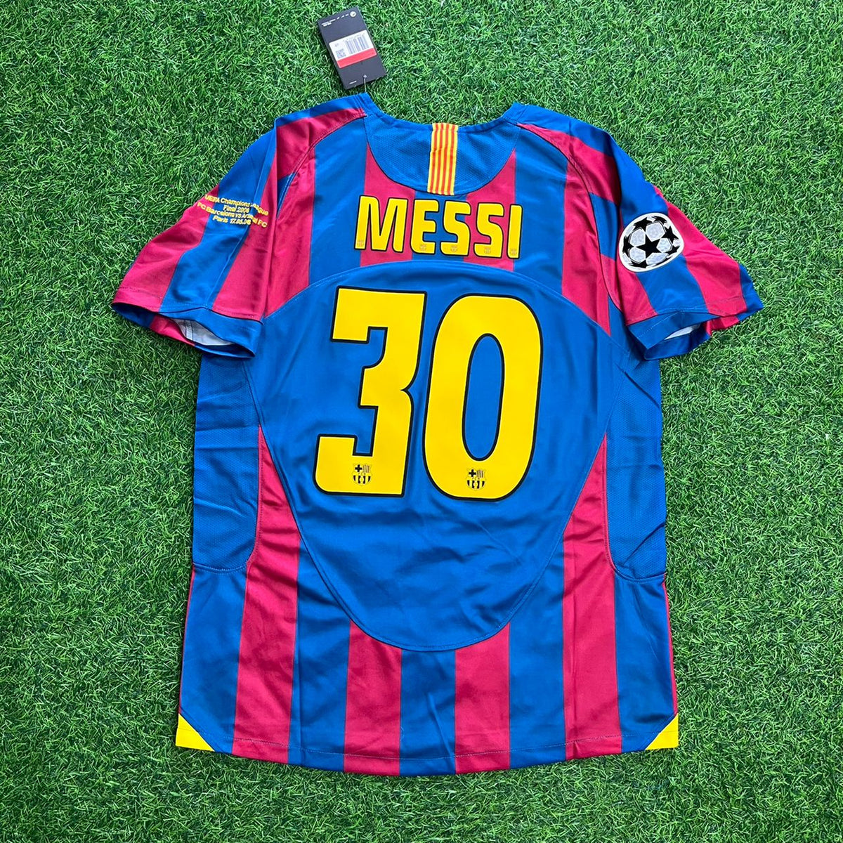 Lionel Messi #30 Barcelona 2006 Champions League Final Retro Football Jersey – Back View